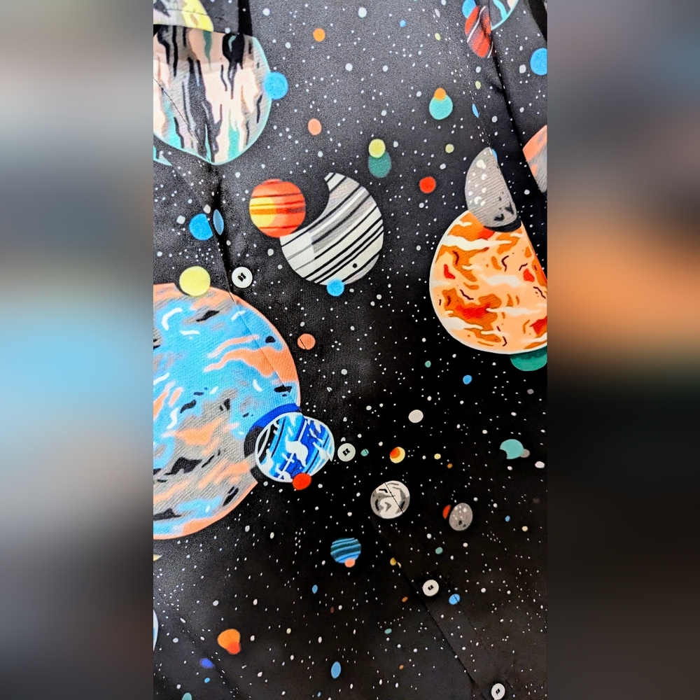 Source Unknown Black Planetary Print Men's Shirt - Picture 3 of 5